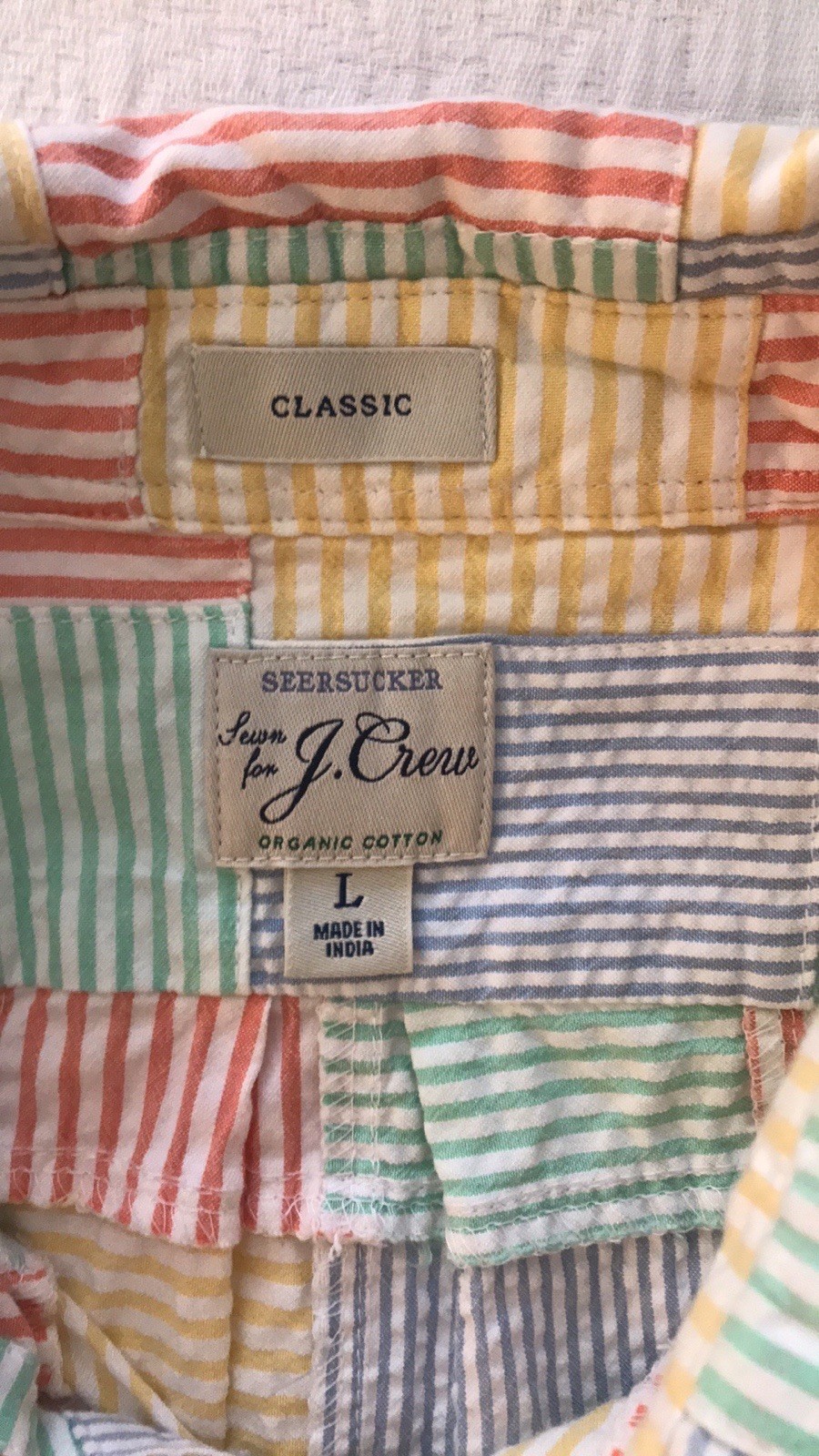 J. Crew Seersucker Patchwork Button Down Blue Yel… - image 8