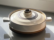 Vintage DENBY CASSEROLE DISH~Potters Wheel Brown Round Lidded 2 Pint Oven Pot