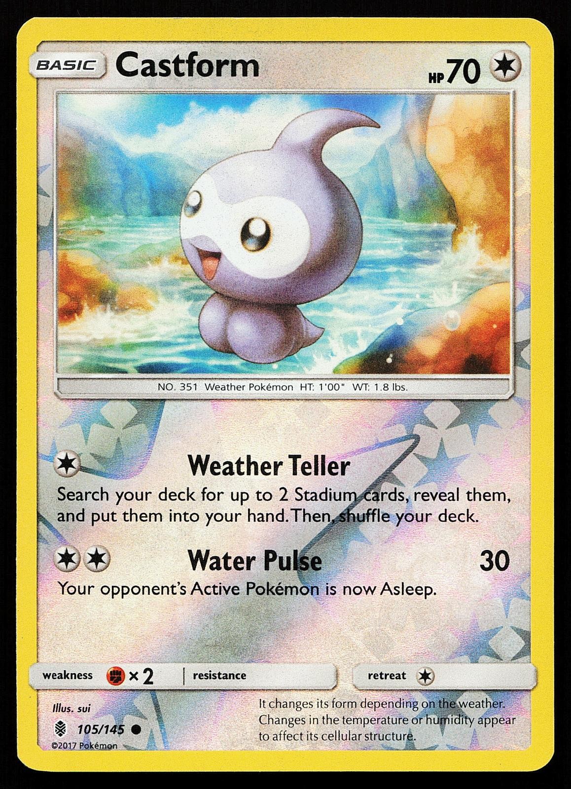 Castform 105/145 Reverse Holo Common Guardians Rising Pokemon Card
