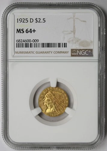 1925-D Indian Head Quarter Eagle Gold $2.5 MS 64+ Plus NGC