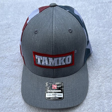 Richardson 112 Trucker Hat Gray Colorblock USA Flag TAMKO Patch Adjustable