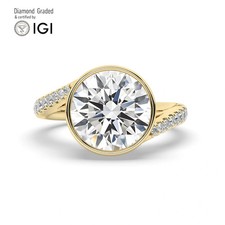 Round Diamond Engagement Ring 18k Yellow Gold Labgrown 3.30 Ct Solitaire