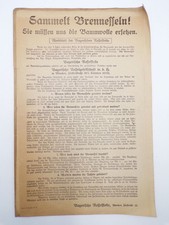 Aushang Flugblatt Sammelt Brennnessel Baumwolle ersetzen 1 Wk WW1