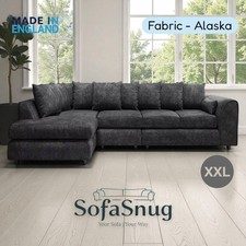 XXL ALASKA L SHAPE CORNER SOFA SET  4 5 SEATER FURNITURE SETTEE SUITE POUFFE 3+2