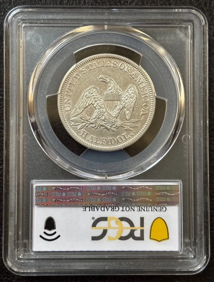 Medio dólar libertad sentada 1850 50C - PCGS genuino XF detalle limpiado (#1003) Foto 3 de 4