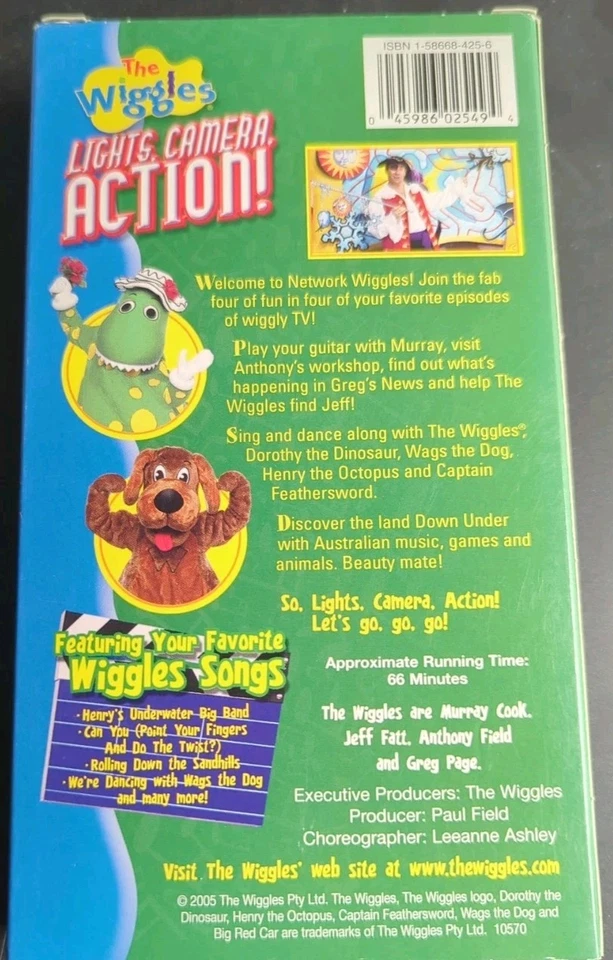 The Wiggles - Lights, Camera, Action (VHS, 2006) 4 TV Episodes RARE - Image 2 of 2