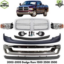 Front Bumper Chrome Headlights Kit For 2002-2005 Dodge Ram 1500 2500 3500 Front Bumper Chrome Headlights Kit For 2002-2005 Dodge Ram 1500 2500 3500