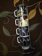 Disney Villains Stackable Set Of 4  mugs Coffee Cups  With Stand