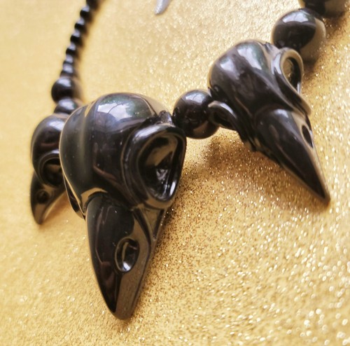 Kreepsville 666: Crow Skull Collection Necklace Black - Goth Macabre Halloween