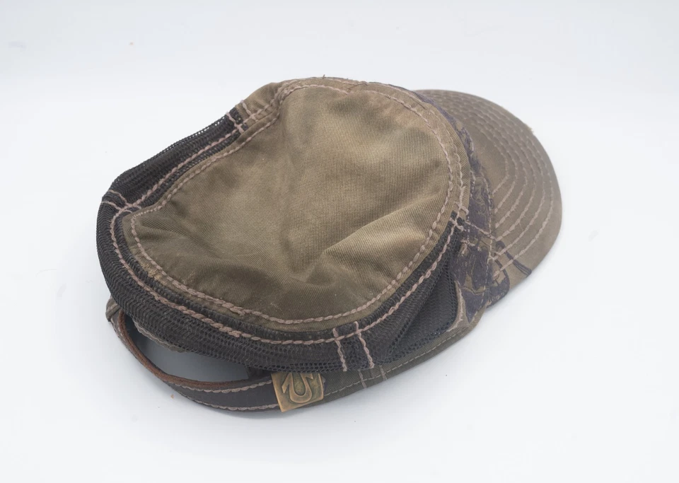 Gorra de bola encerada True Religion estilo moto envejecida - malla marrón oliva [25-0169] Foto 4 de 4