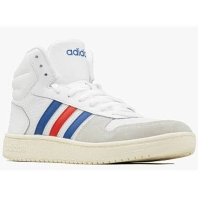 Adidas Men's Hoops 2.0  Mid Basketball Shoe Mid Top 3Stripes Size 9 Sports White