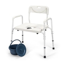 3-in-1 Bedside Commode Chair Height Adjustable Toilet Seat for Elders Disabled