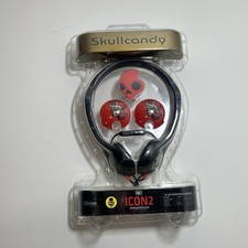 Skullcandy Icon2 On Ear 30mm Headphones Black Red S5ITCY-062 NEW