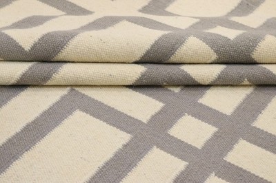 KELIM Teppich 227x161 Weiß Beige Rechteckig Wolle Handgeknüpft Rugeast