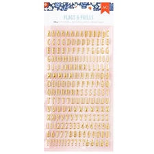 American Crafts Flags And Frills Puffy Stickers 194/Pkg-Gold Foil Alpha - 3 Pack