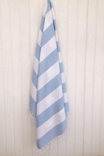 Hammam Beach Towel Towelling Reverse 100% Cotton Absorbent Blue & White 70x140cm