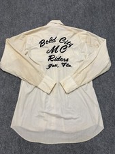 Vintage 70s Bold City Motorcycle MC Club Jax FL Chain Stitched Pearl Snap Shirt