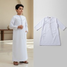 Abaya Dubai Kaftan Long Dress Ramadan Thoub Thobe Jubba Dishdasha Kids Boys Robe