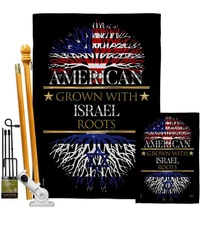 Israeli Flag Pole Kit Stand Bracket Wall Decor Canvas Home American Flags for...