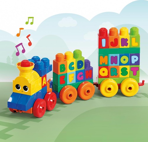 MEGA BLOKS First Builders Toddler Building Blocks Toy Set, ABC Musical Train wit - Picture 9 of 10