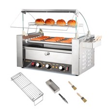 1200W Hot Dog Roller Machine 18 Hot Dog 7 Roller Grill Cooker Bun Warmer Drawer