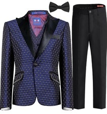 Toddler Boy Tuxedo Suit 4 PCS Blue Size 4T New with Tags