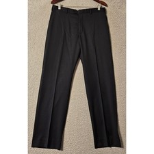 Armani Collezioni Mens Black Dress Pants Flat Front Trousers Size 34R 34 x 32