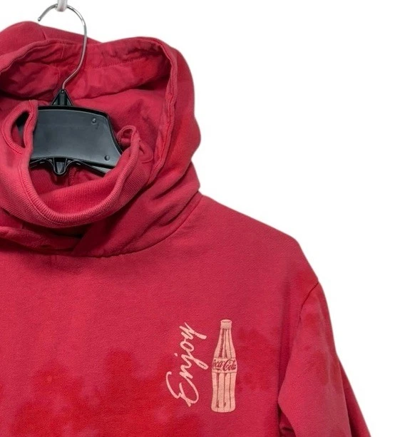 Coca Cola Women's LG Red/Pink Tie-Dye Look Hoodie Built-In Face Mask Large - Image 3 of 4