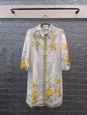 Pre-owned Zimmerman Halcyon Printed Linen Shirt Dress Sz 3