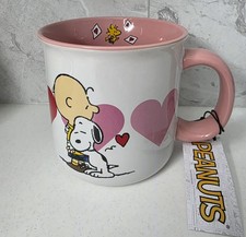 Tazza San Valentino grande ceramica Peanuts Charlie Brown & Snoopy *Abbracci* NUOVA