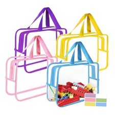 4 Pcs Toy Storage Bags, Clear PVC Toy Organizer with Zipper, multicolor1