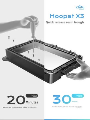 chitu3D printed Hoopat X3 quick-release trough with 3pcs ACF/NFEP (PFA)