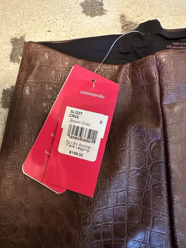 NEW Commando Faux Leather Animal Print Flare Legging - Brown Croc - Small - Image 3 of 3