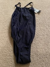 TYR Women's TYReco Solid Diamondback Swimsuit Navy Blue Sz 32 M Medium One Piece