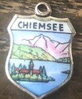 Vintage Chiemsee 800 Silver Travel Shield Enamel Bracelet Charm EHj — photo 1