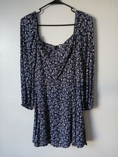 Reformation Women's Chic Floral Dress Long Sleeve Midi Dress Size 4 Blue White