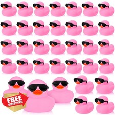 Mini Rubber Ducks 36pk Sunglasses Bath Squeaky Float Toys Party Favors Pink