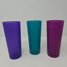 Tupperware Set of 3 Vintage 107 Tall Pastel Tumblers Cups 16 Oz
