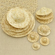 5/10Pcs Handmade Mini Doll Straw Hat Cap Miniatures Supplies Toy Summer Decor