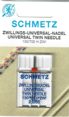 Schmetz Zwillingsnadel 130/705H  ZWI 2 mm Stärke 80/12 | für Biesen + Ziernähte