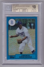 2017 Topps Jackie Robinson 1987 Silver Pack Blue Refractor #87-JR 94/99 BGS 10
