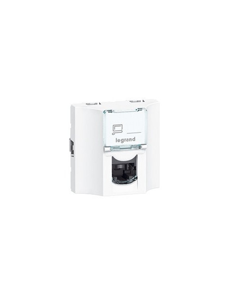 Prise traversée RJ45 C6A STP Legrand 078628 connecteur réseau cuivre blanc