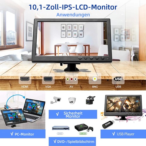 10.1 Zoll Monitor PC Bildschirm 1080P mit HDMI USB BNC AVI VGA für Gaming PC TV - Bild 10 von 12