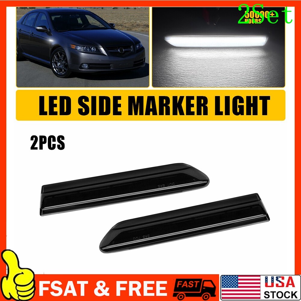 2004-2008 Acura TL Front LED Side Marker Lights - White/Smoke Lens - Pair