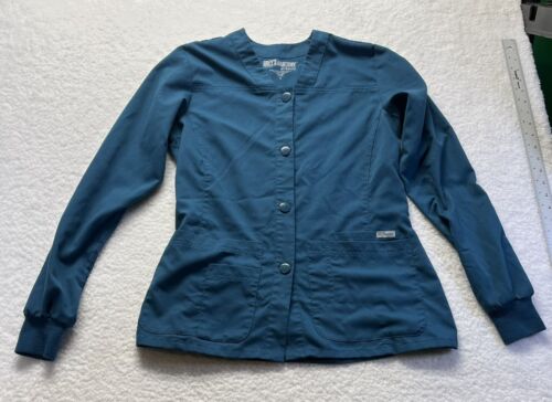 Grey's Anatomy by Barco Women's Scrub Uniform Caribbean Blue Jacket Size Small - Afbeelding 1 van 3