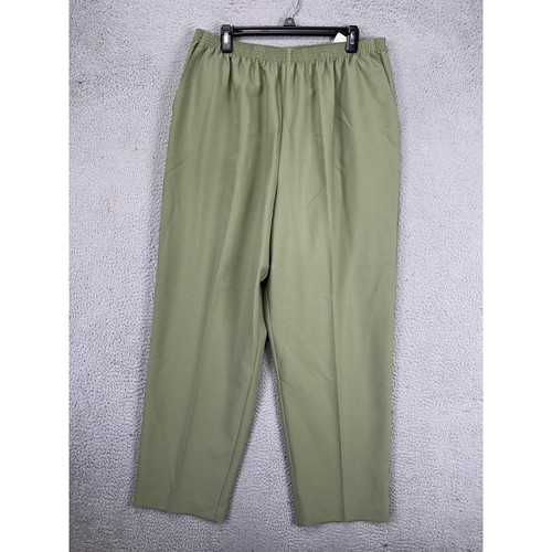 Alfred Dunner Pull On Pants Womens 20 Green High Rise Elastic Waist Pocket NEW
