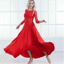 Damen Tanzbekleidung Ballsaal Tanz Kleid Walzer Moderne Tango Spitze Swing