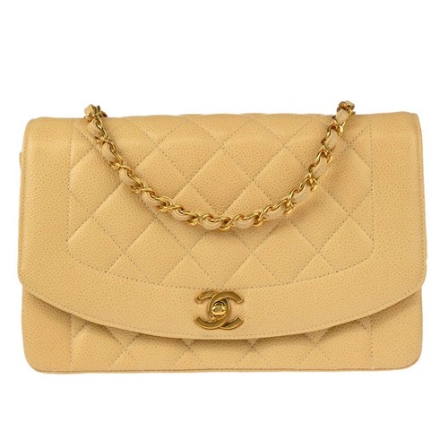 Chanel Beige Calfskin Medium Diana Shoulder Bag 134412