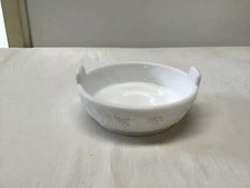 Vintage Imperial Milk Glass Grape & Vine Pattern Tab Handled Small Bowl