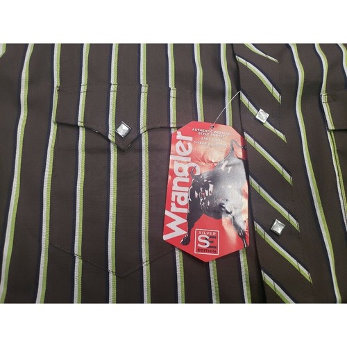 Wrangler Diamond Pearl Snap Shirt Men's XXL Brown Striped Long Sleeve Western - Picture 5 of 6
